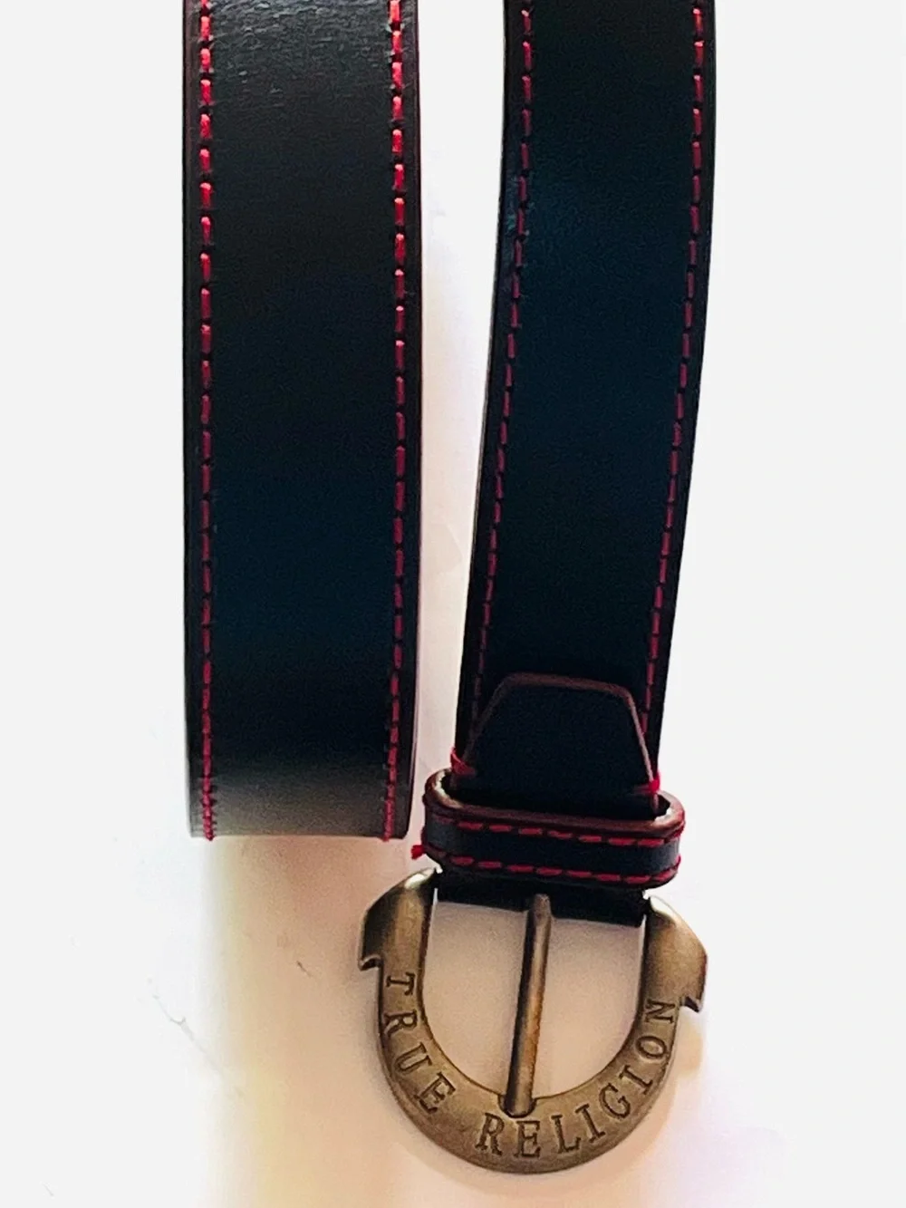 True Religion Red Big T Leather Belt